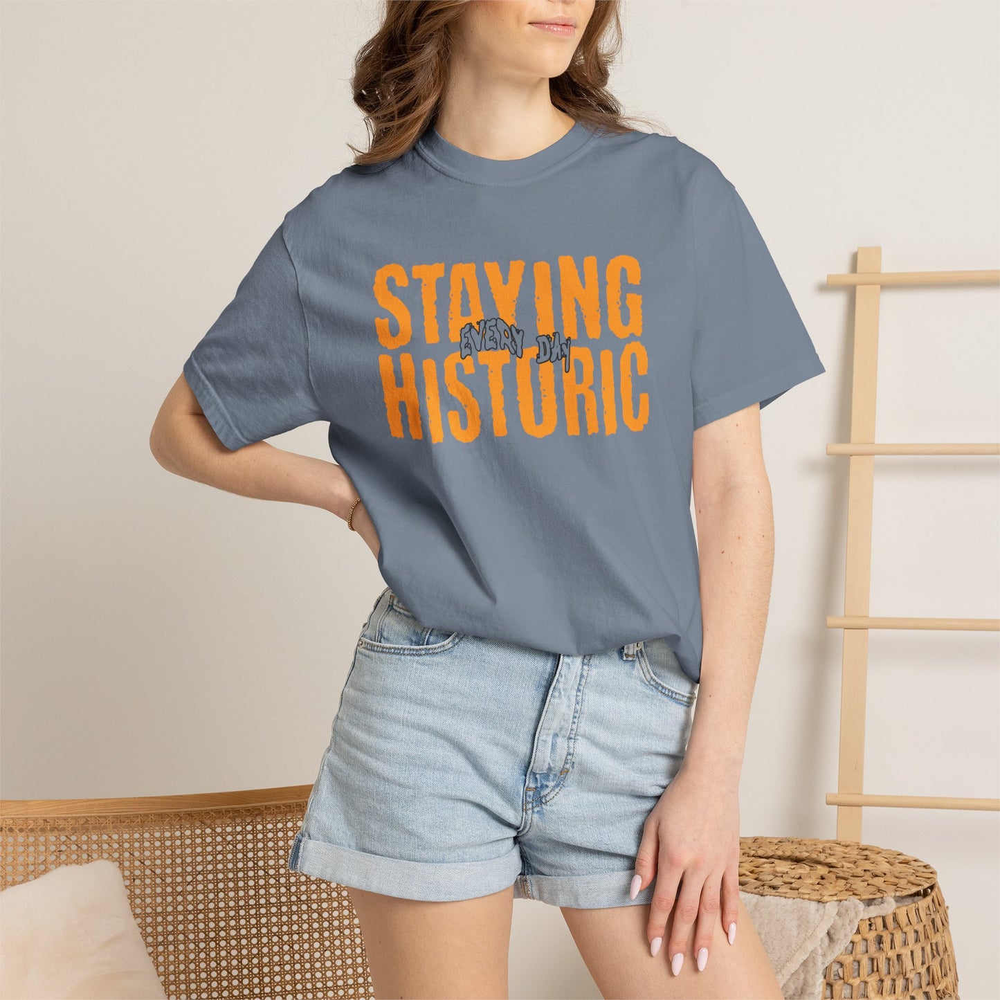 Staying Historic Retro Orange Graphic T-Shirt