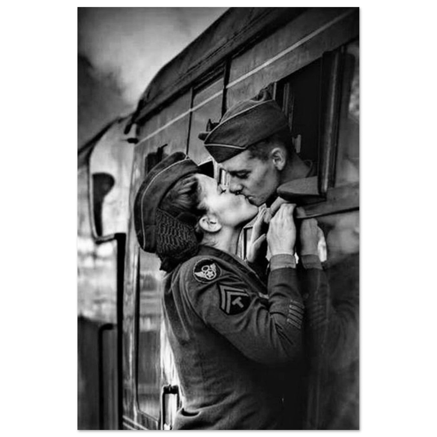 Couple Kiss Goodbye in WW2