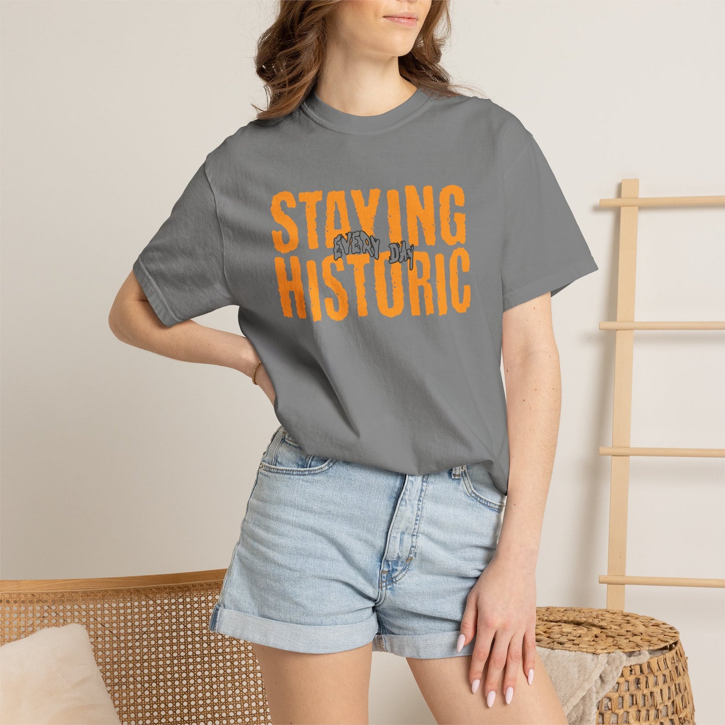 Staying Historic Retro Orange Graphic T-Shirt