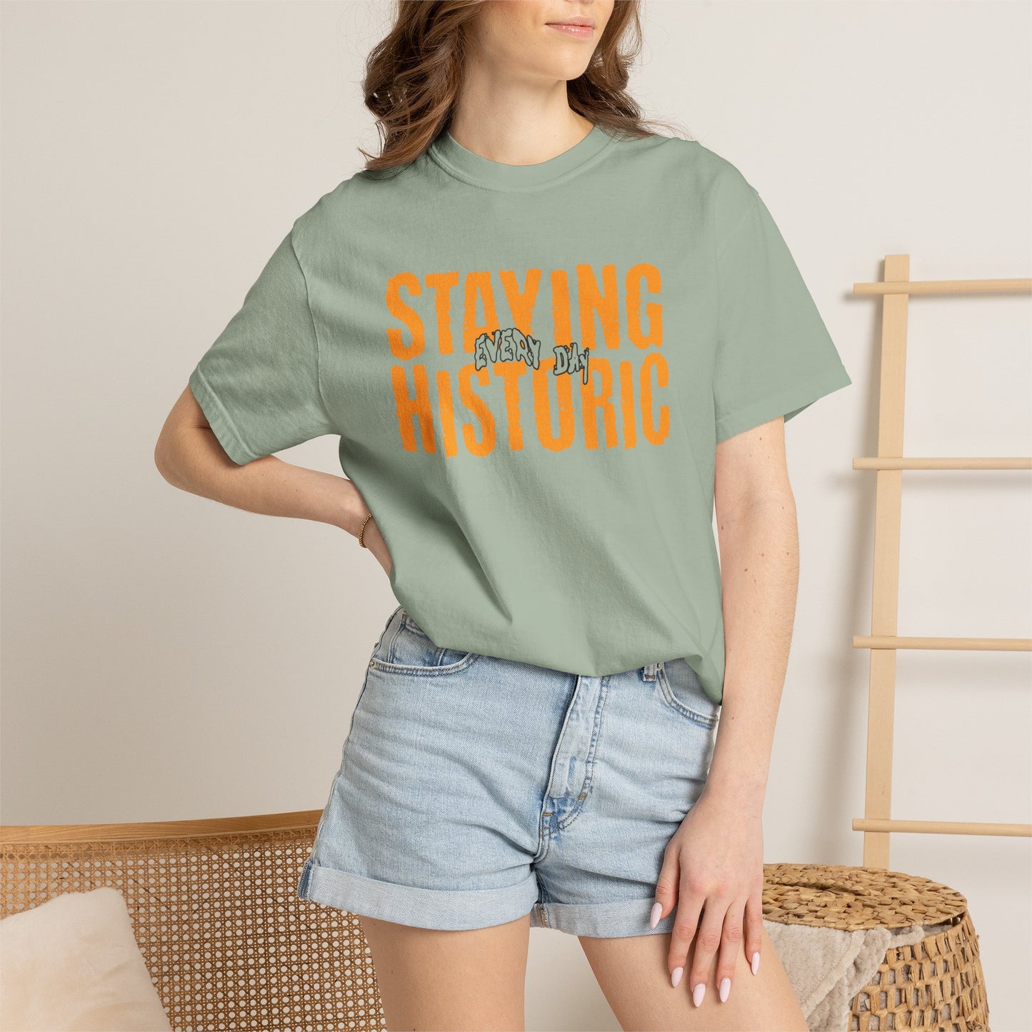 Staying Historic Retro Orange Graphic T-Shirt