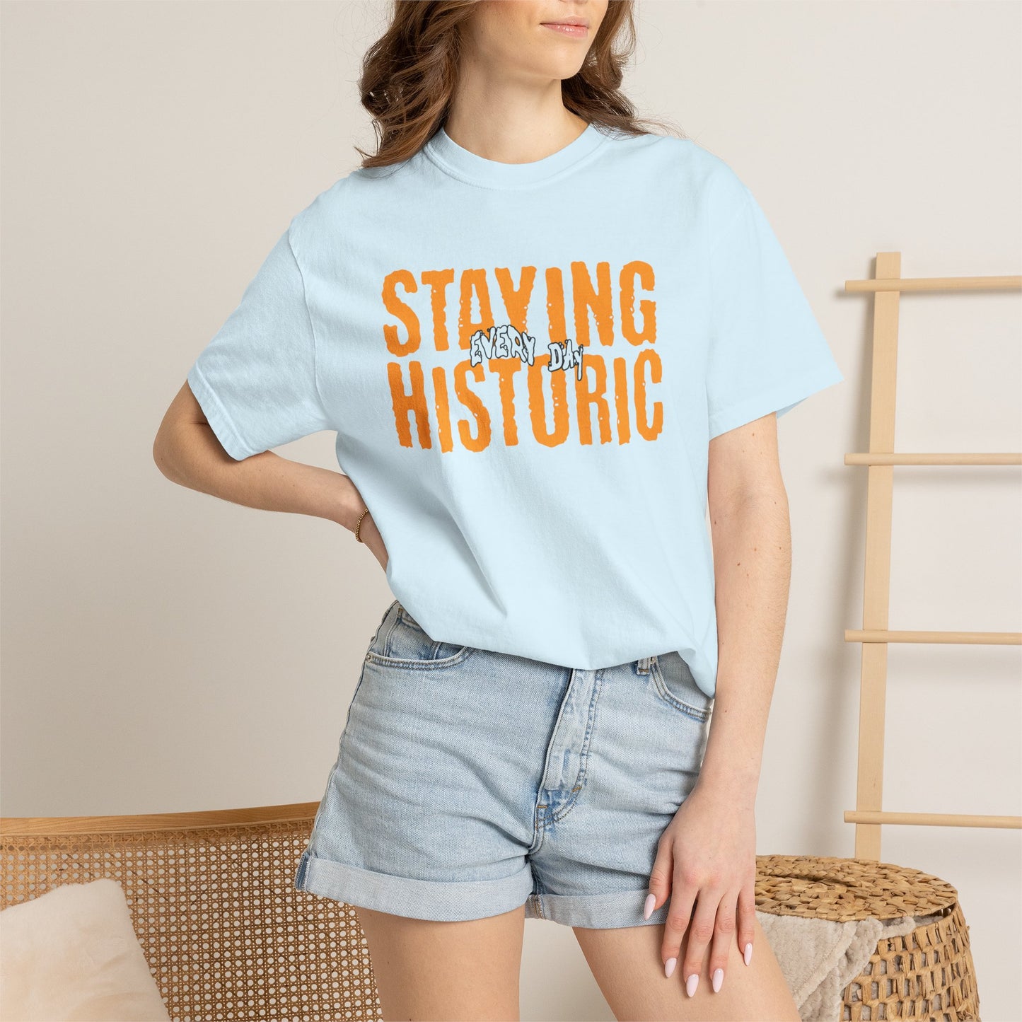 Staying Historic Retro Orange Graphic T-Shirt