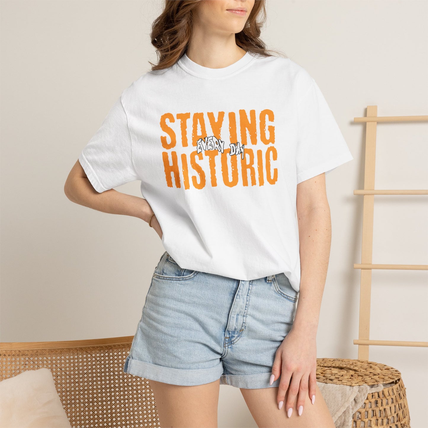 Staying Historic Retro Orange Graphic T-Shirt