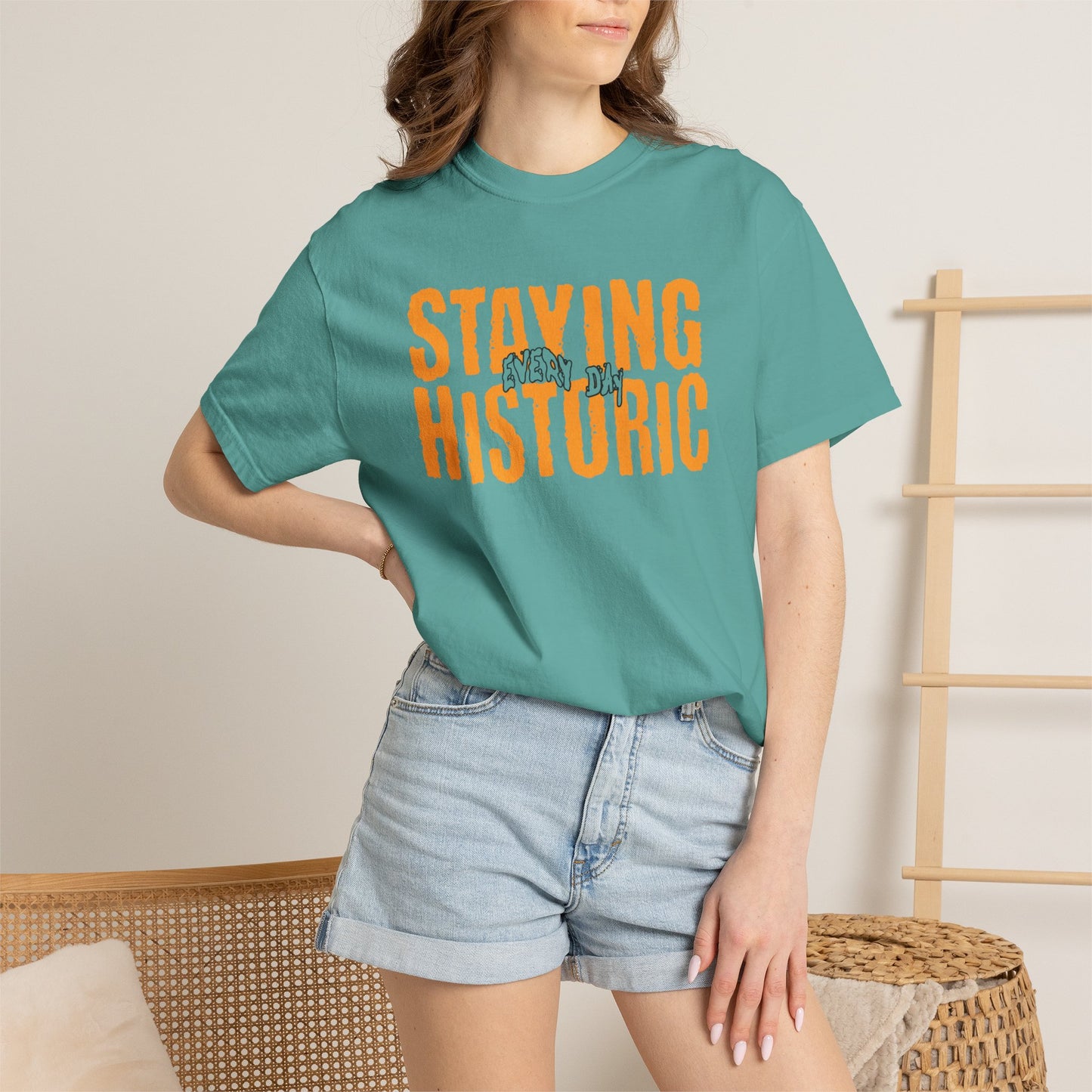 Staying Historic Retro Orange Graphic T-Shirt